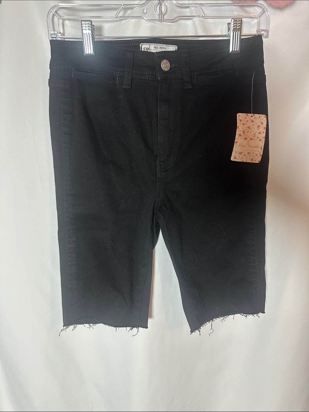 Free People Black Slim women’s Frayed Hem Jeans Shorts